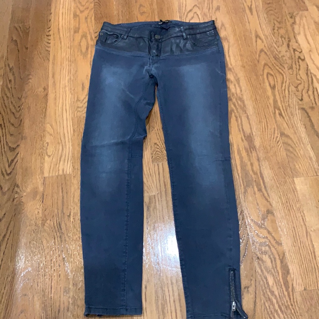 Maje Romuald Faux Leather-Paneled Skinny Jeans